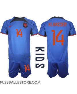 Günstige Niederlande Davy Klaassen #14 Auswärts Trikotsatzt Kinder WM 2022 Kurzarm (+ Kurze Hosen)